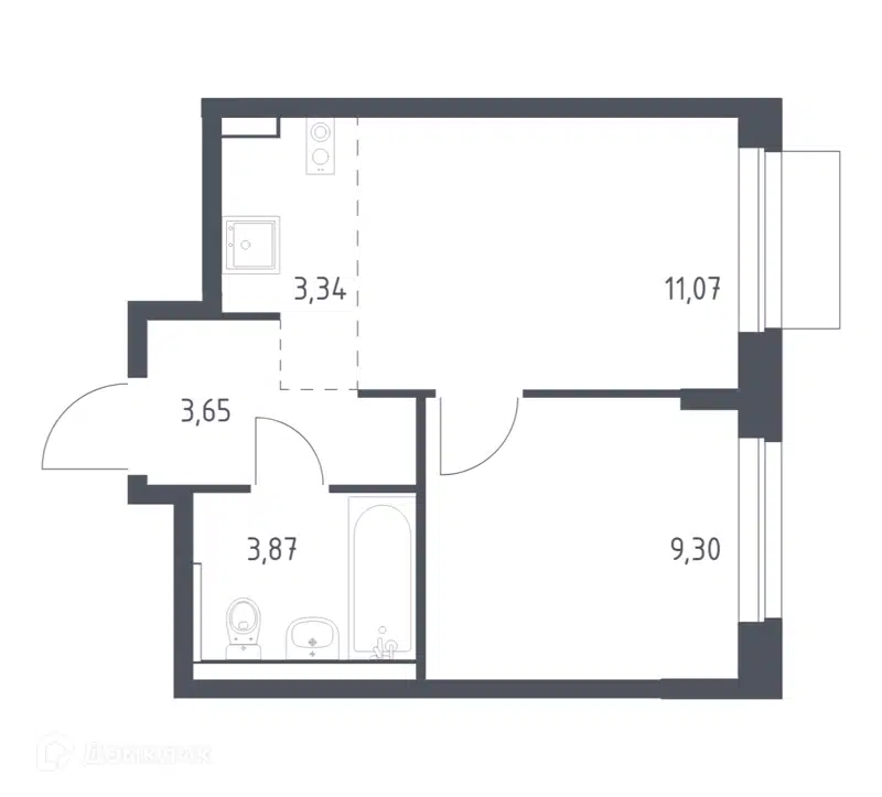 1-комнатная квартира 31.23 м² Новое Внуково