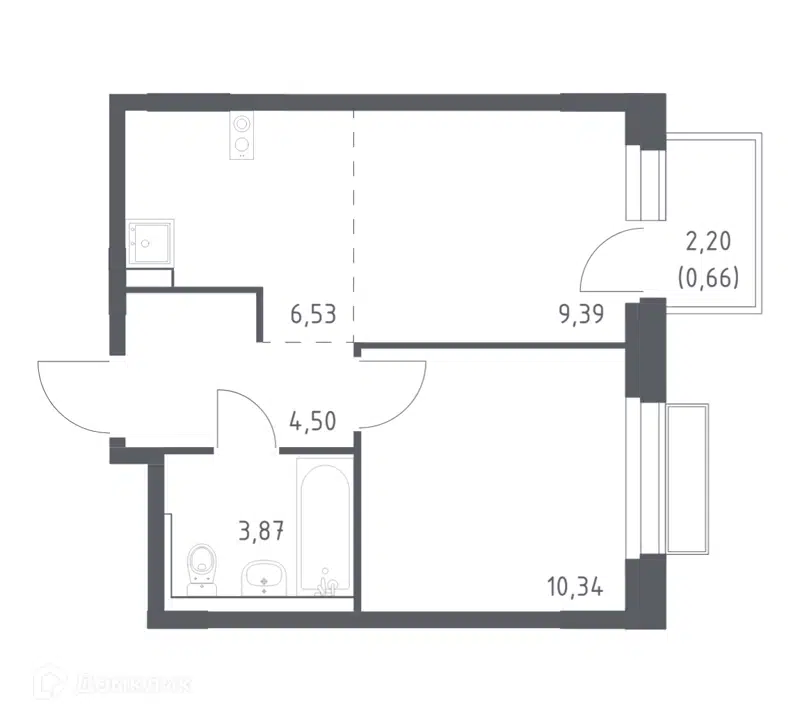 1-комнатная квартира 35.29 м² Новое Внуково