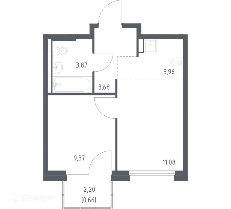 1-комнатная квартира 32.4 м² Новое Внуково