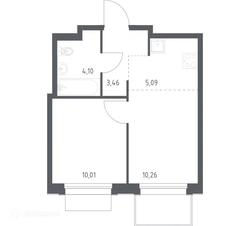 1-комнатная квартира 32.92 м² Новое Внуково