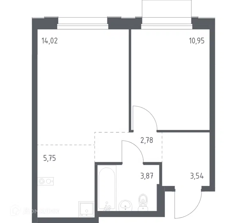 1-комнатная квартира 40.91 м² Новое Внуково