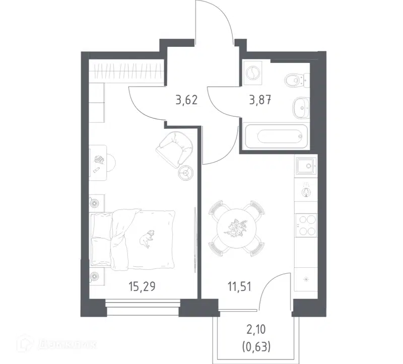 1-комнатная квартира 34.92 м² Новое Внуково