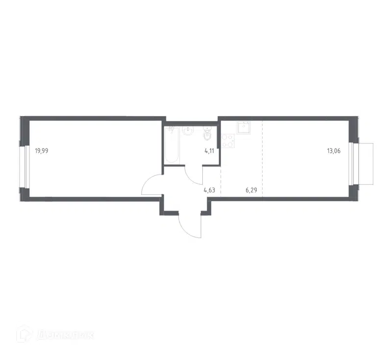 1-комнатная квартира 48.08 м² Новое Внуково