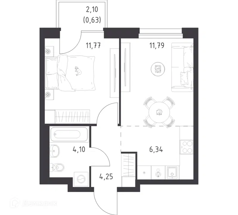 1-комнатная квартира 38.88 м² Новое Внуково