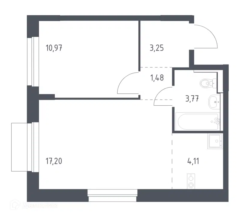 1-комнатная квартира 40.78 м² Новое Внуково
