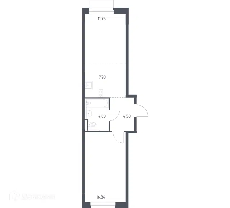 1-комнатная квартира 44.43 м² Новое Внуково