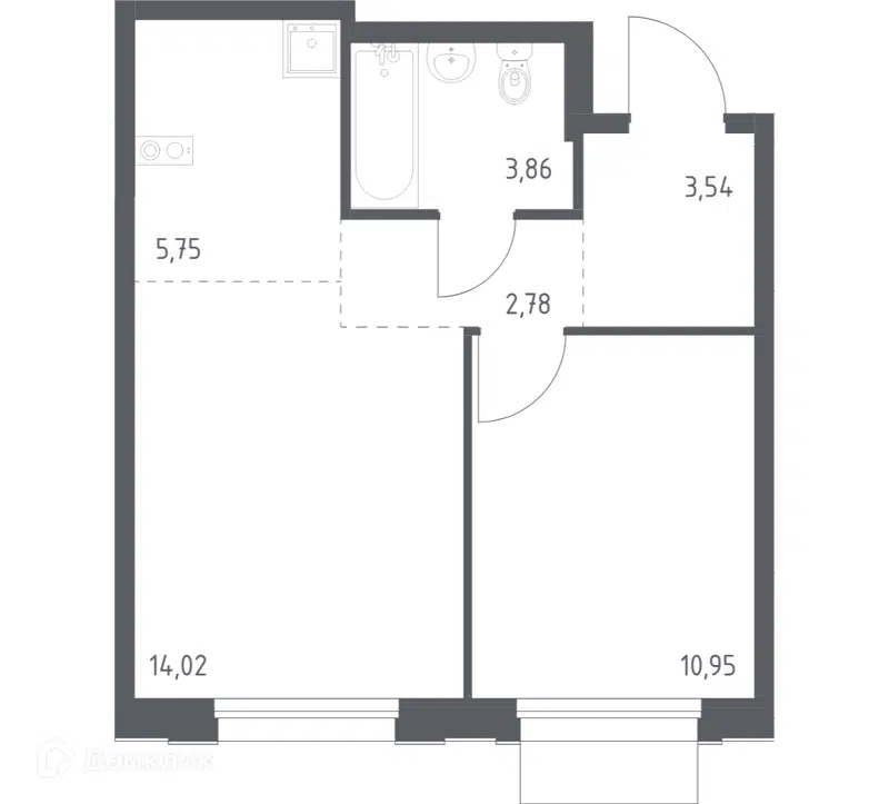 1-комнатная квартира 40.9 м² Новое Внуково