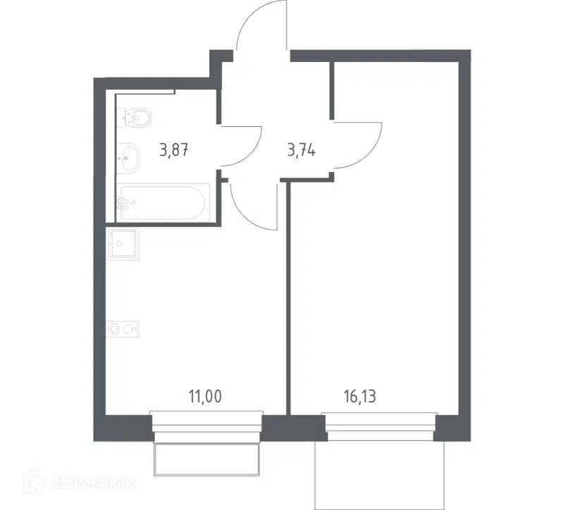 1-комнатная квартира 34.74 м² Новое Внуково