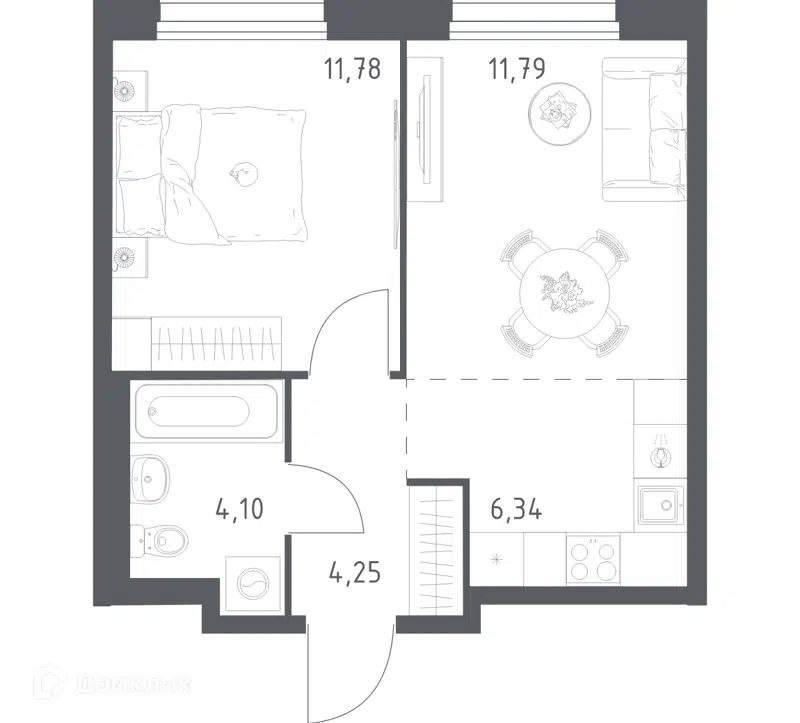 1-комнатная квартира 38.26 м² Новое Внуково