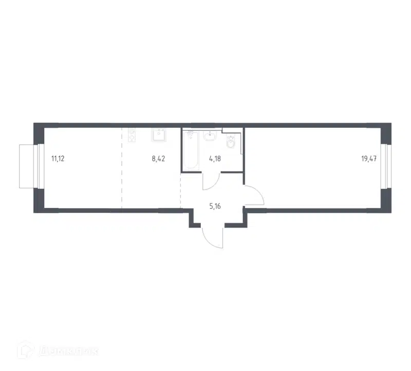 1-комнатная квартира 48.35 м² Новое Внуково