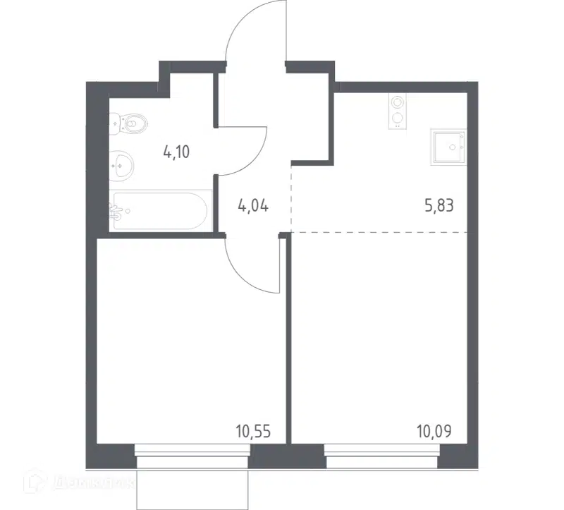 1-комнатная квартира 34.61 м² Новое Внуково