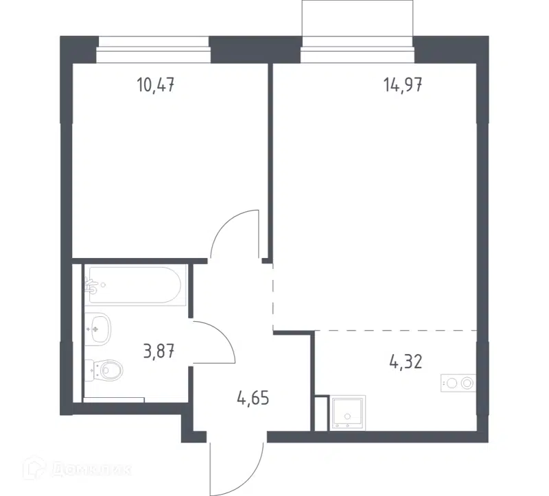 1-комнатная квартира 38.28 м² Новое Внуково