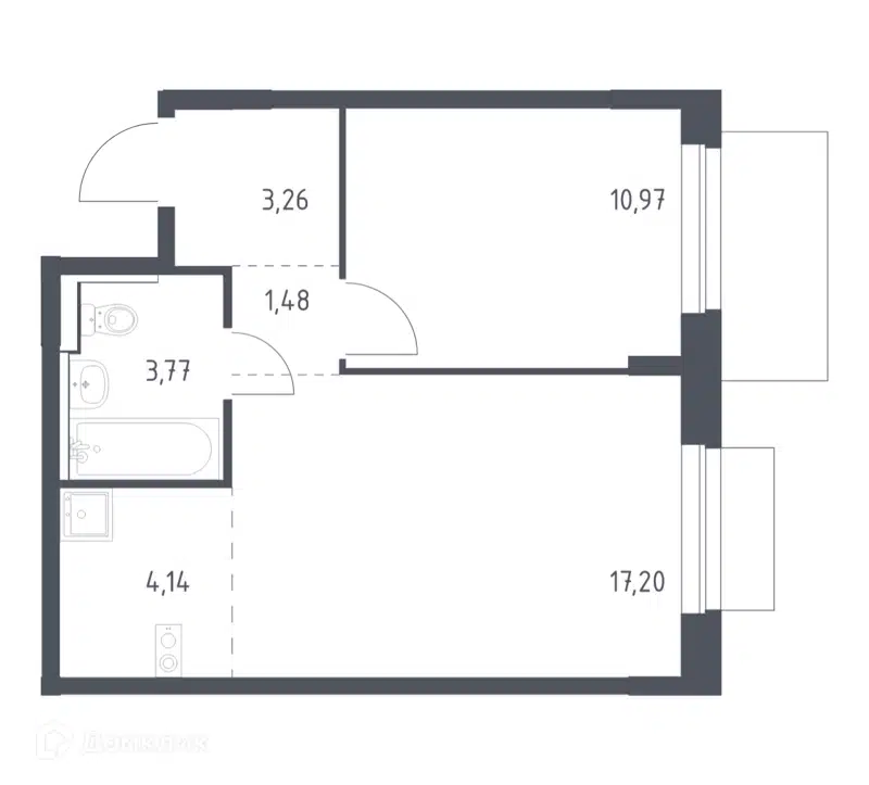 1-комнатная квартира 40.82 м² Новое Внуково