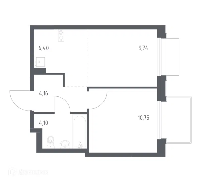 1-комнатная квартира 35.15 м² Новое Внуково