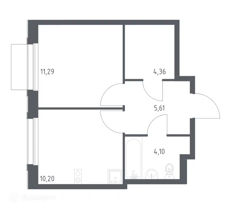 1-комнатная квартира 35.56 м² Новое Внуково