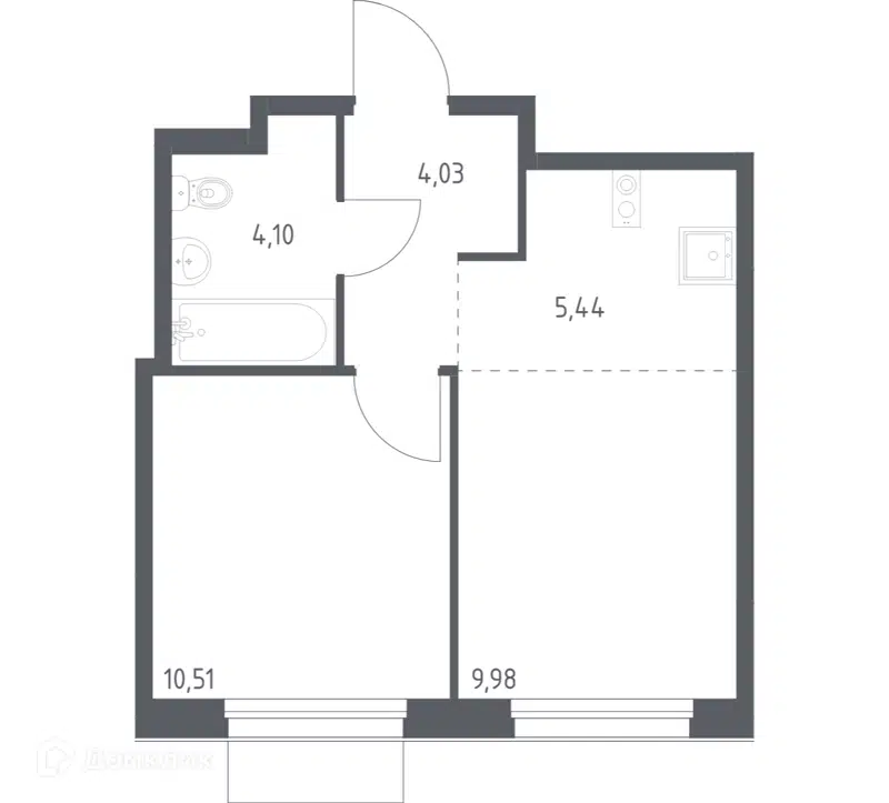 1-комнатная квартира 34.06 м² Новое Внуково
