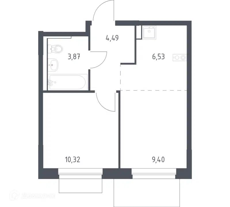 1-комнатная квартира 34.61 м² Новое Внуково