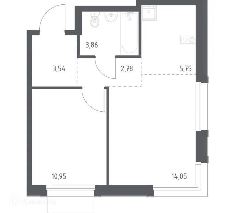 1-комнатная квартира 40.93 м² Новое Внуково