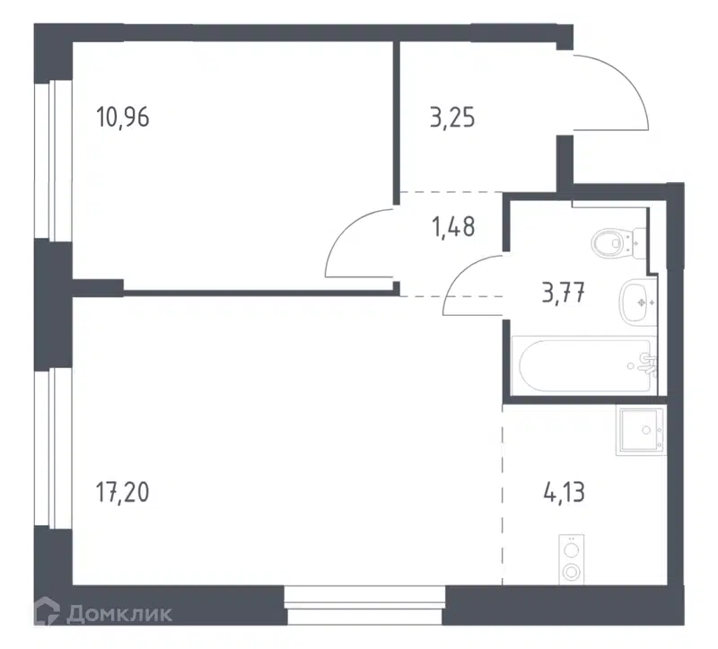 1-комнатная квартира 40.79 м² Новое Внуково