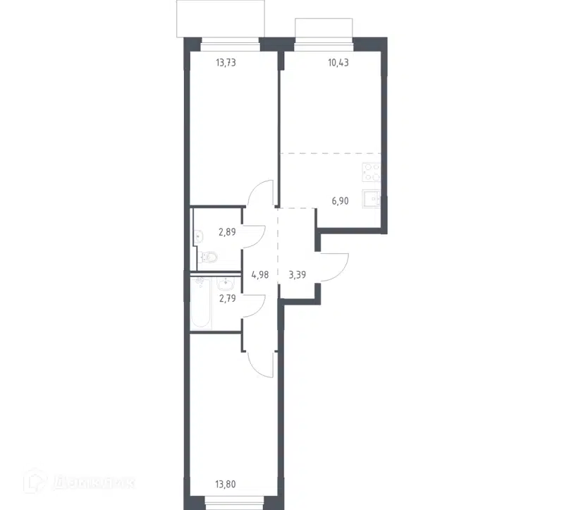 2-комнатная квартира 58.91 м² Новое Внуково