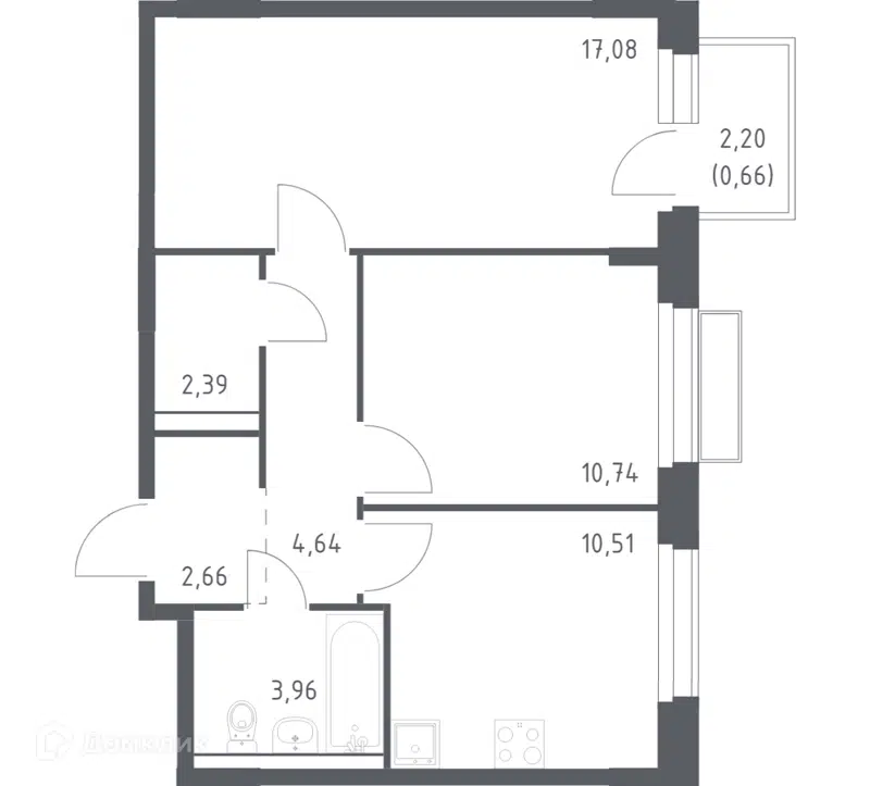 2-комнатная квартира 52.64 м² Новое Внуково