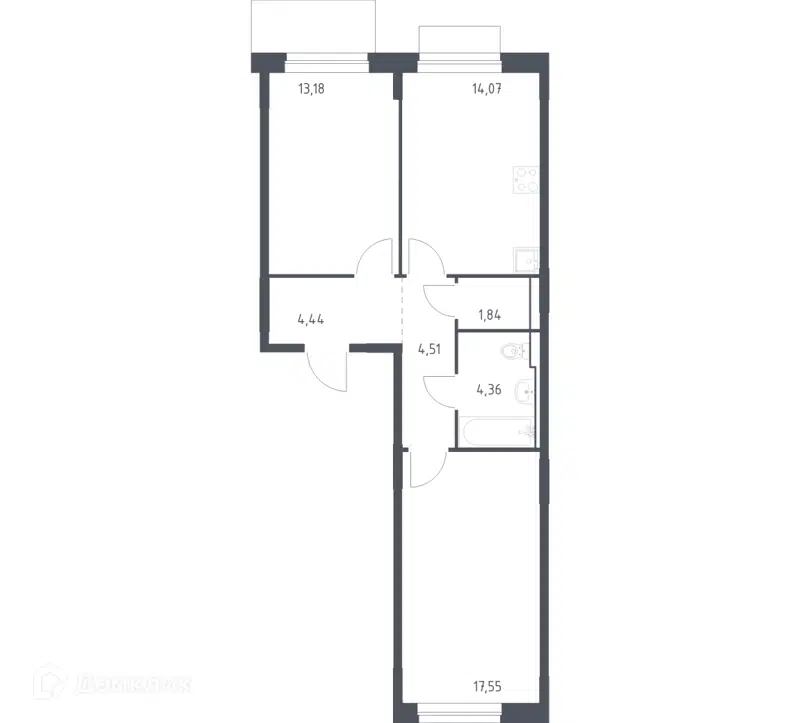 2-комнатная квартира 59.95 м² Новое Внуково
