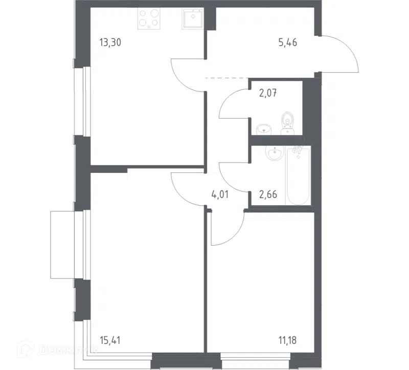2-комнатная квартира 54.09 м² Новое Внуково