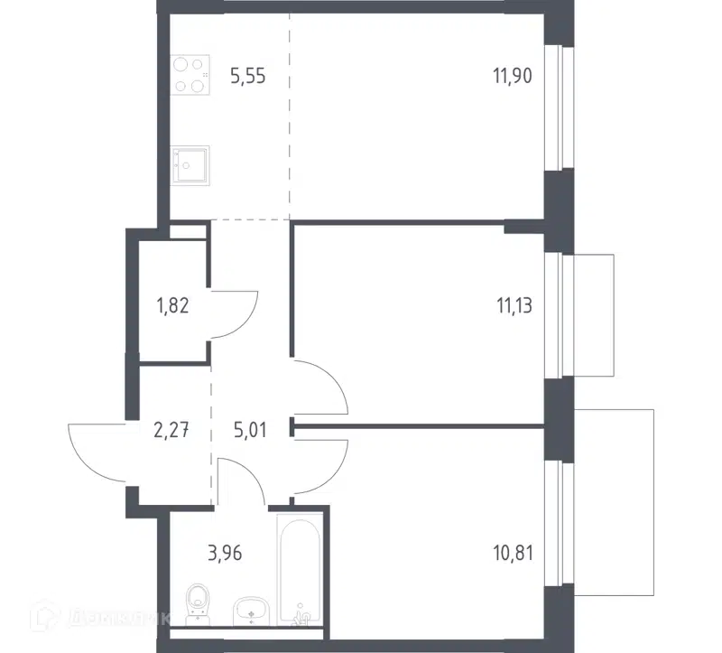 2-комнатная квартира 52.45 м² Новое Внуково
