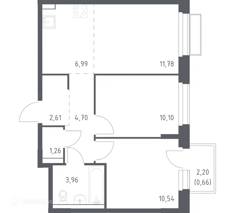 2-комнатная квартира 52.6 м² Новое Внуково