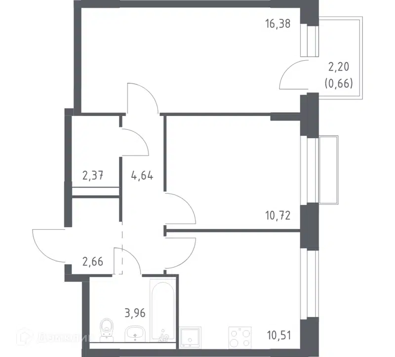 2-комнатная квартира 51.9 м² Новое Внуково