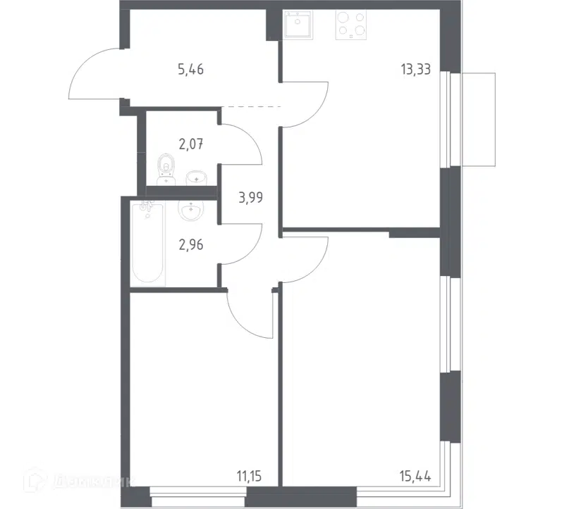 2-комнатная квартира 54.4 м² Новое Внуково