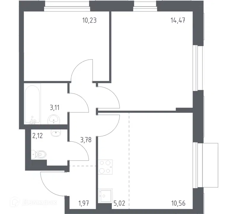 2-комнатная квартира 51.26 м² Новое Внуково