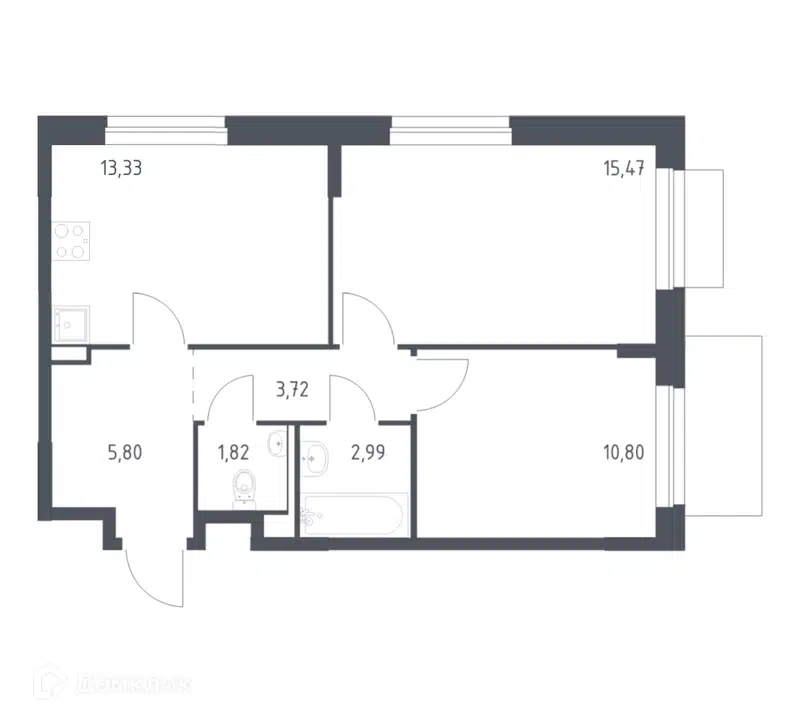 2-комнатная квартира 53.93 м² Новое Внуково