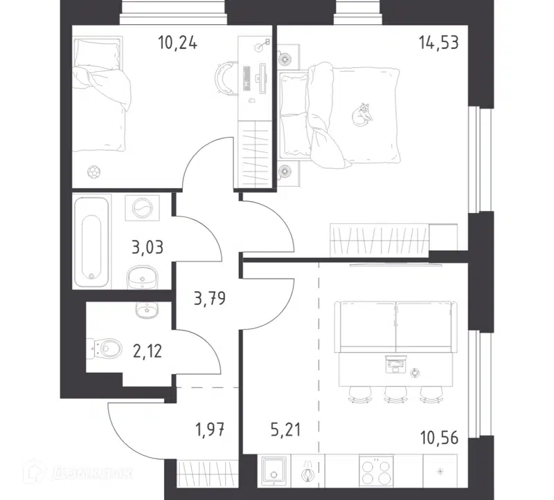 2-комнатная квартира 51.45 м² Новое Внуково