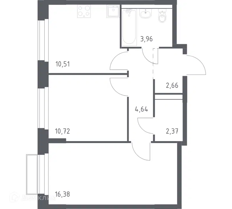 2-комнатная квартира 51.24 м² Новое Внуково