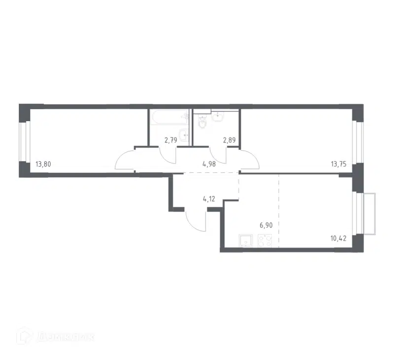 2-комнатная квартира 59.65 м² Новое Внуково