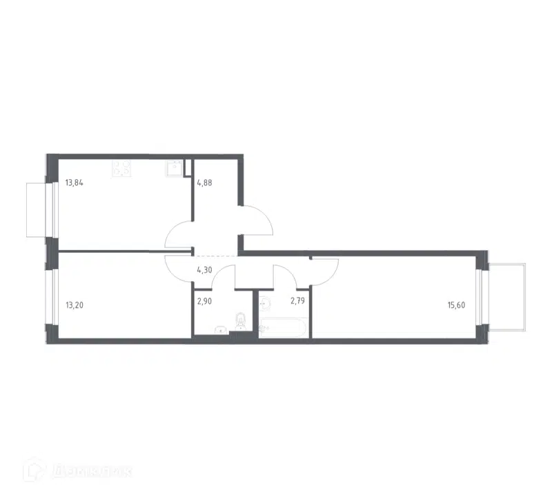 2-комнатная квартира 57.51 м² Новое Внуково