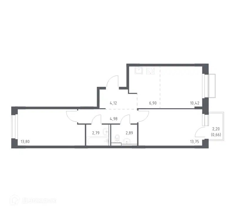 2-комнатная квартира 60.31 м² Новое Внуково