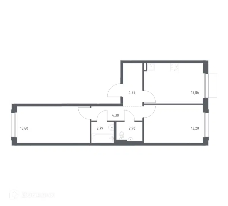 2-комнатная квартира 57.54 м² Новое Внуково