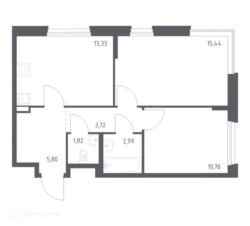 2-комнатная квартира 53.8 м² Новое Внуково
