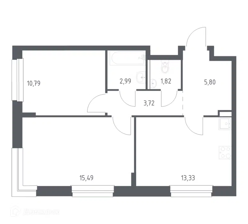 2-комнатная квартира 53.94 м² Новое Внуково