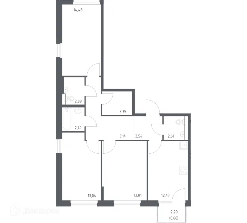 3-комнатная квартира 78 м² Новое Внуково