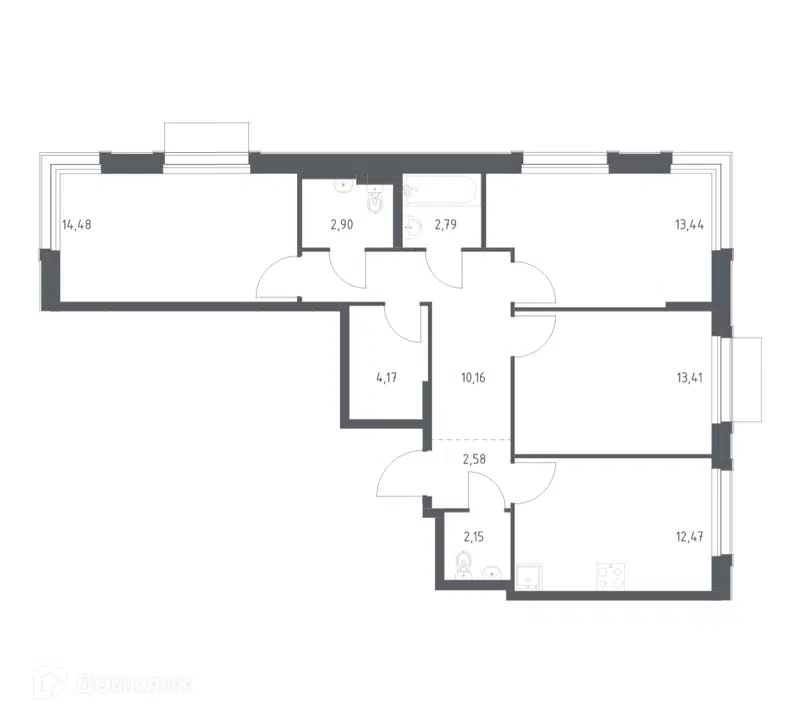 3-комнатная квартира 78.55 м² Новое Внуково