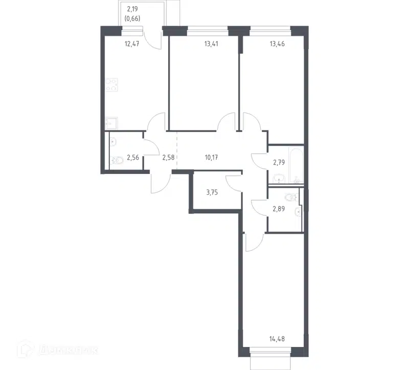 3-комнатная квартира 79.22 м² Новое Внуково