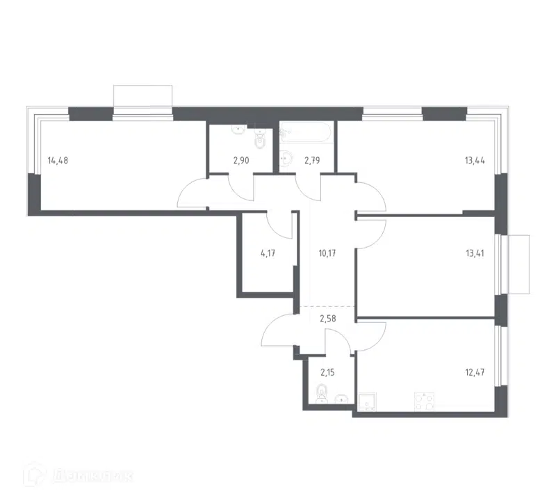3-комнатная квартира 78.56 м² Новое Внуково