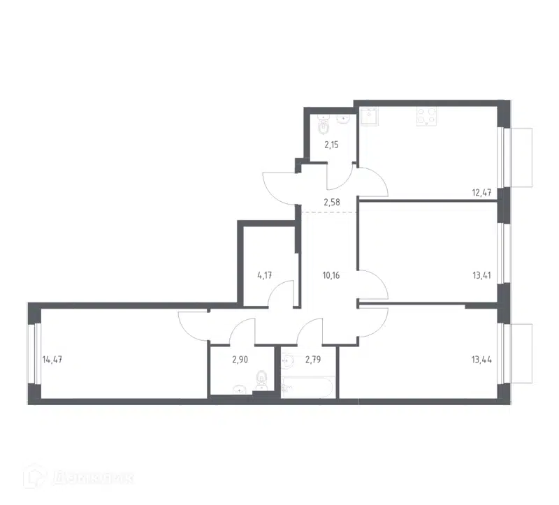 3-комнатная квартира 78.54 м² Новое Внуково