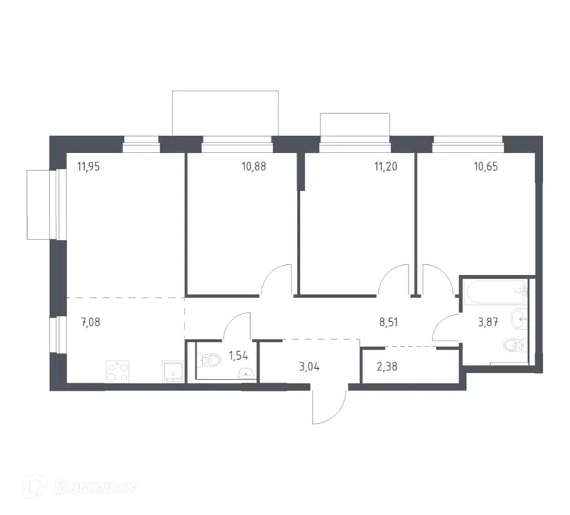 3-комнатная квартира 71.1 м² Новое Внуково