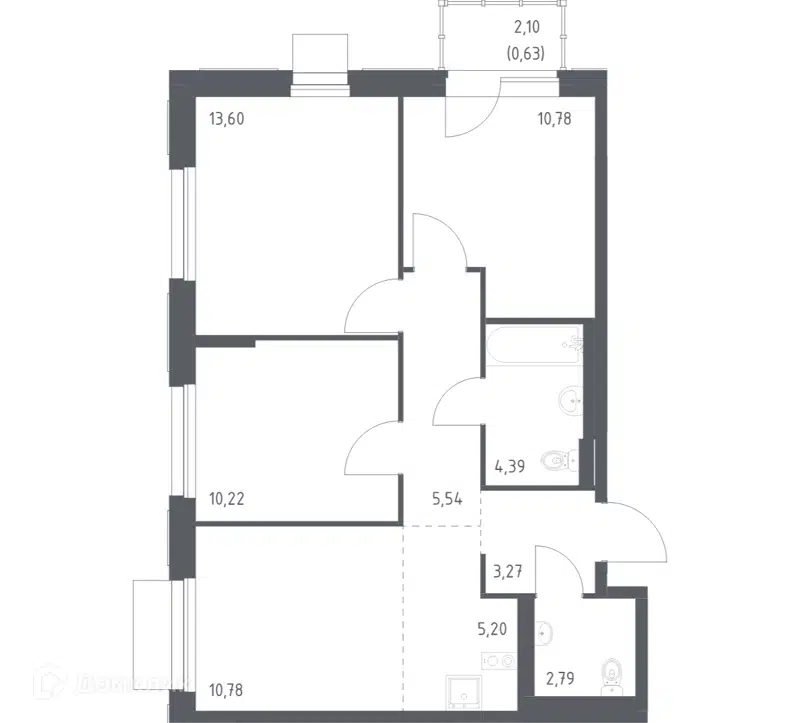 3-комнатная квартира 67.2 м² Новое Внуково