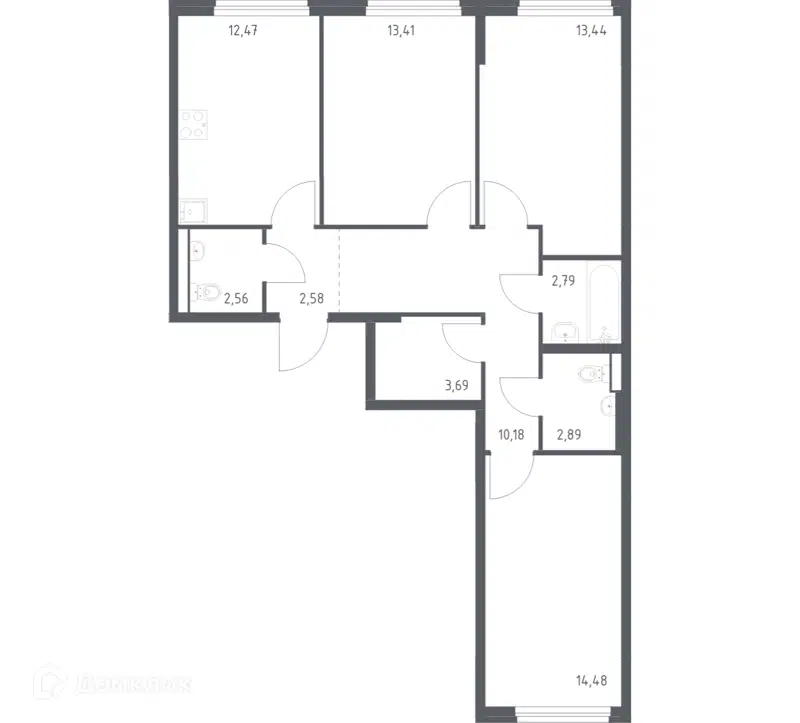 3-комнатная квартира 77 м² Новое Внуково