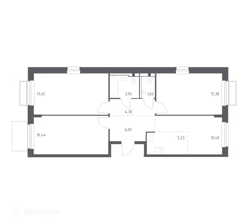3-комнатная квартира 80.66 м² Новое Внуково